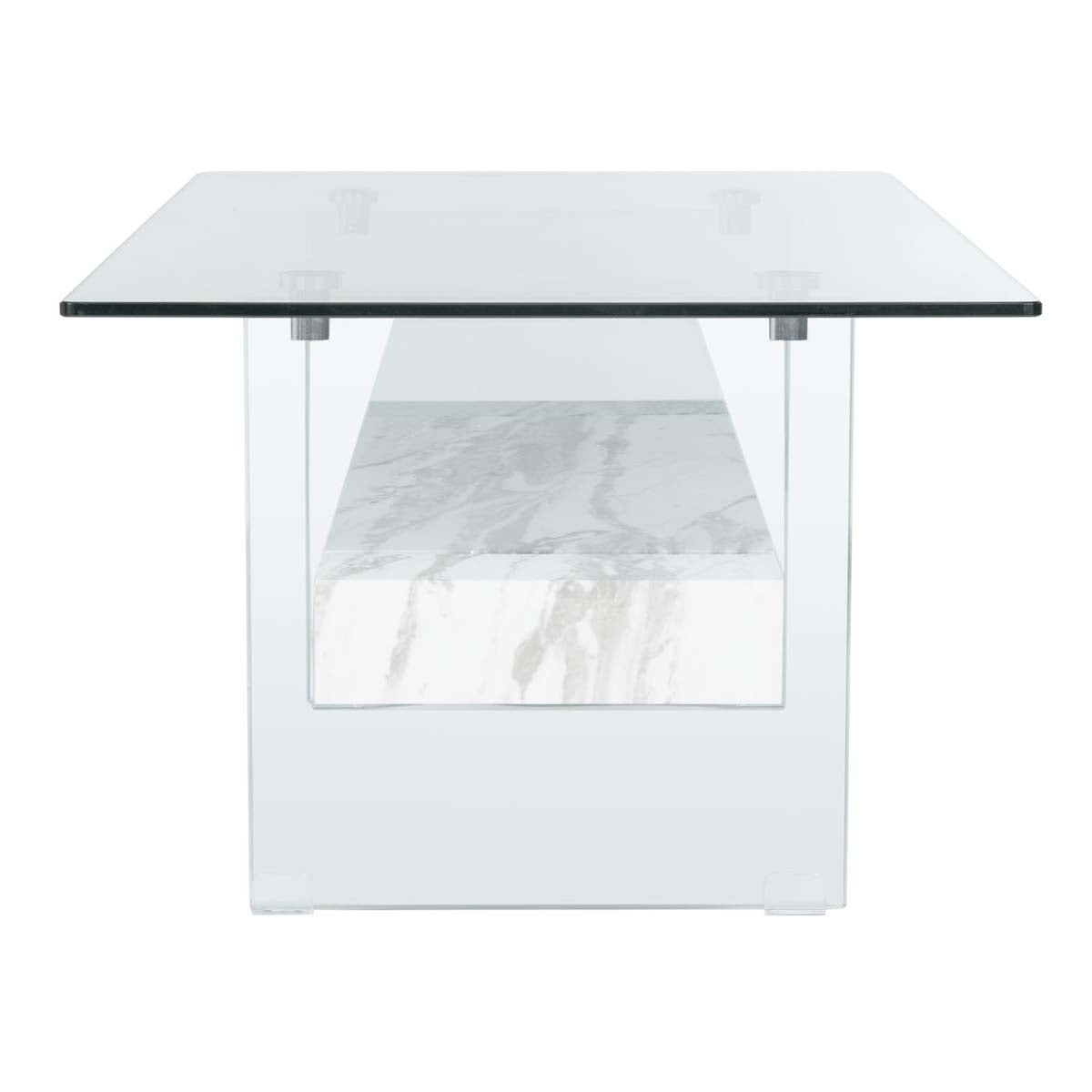 safavieh kayley glass coffee table, cof7004 - Glass / Faux White Marble