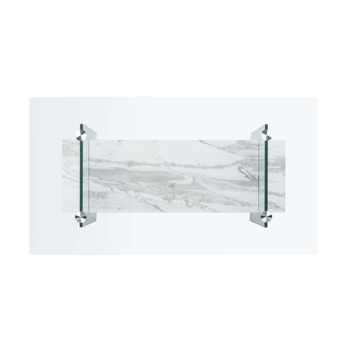 safavieh kayley glass coffee table, cof7004 - Glass / Faux White Marble
