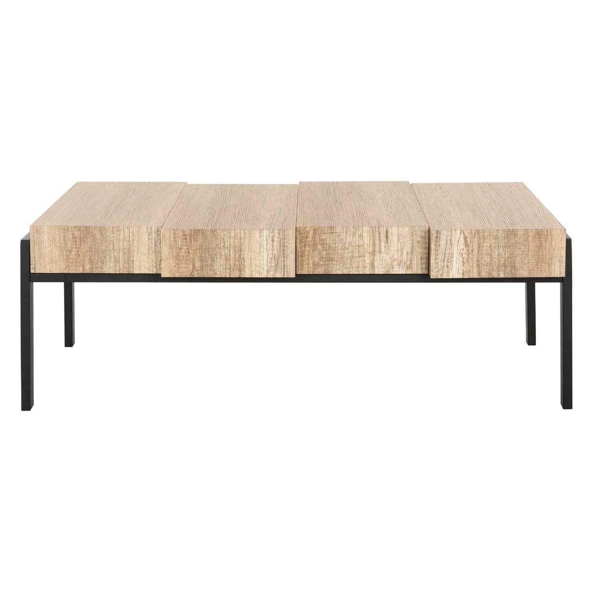 Safavieh Alexander Rectangular Contemporary Rustic Coffee Table , COF7005 - Canyon Grey / Black