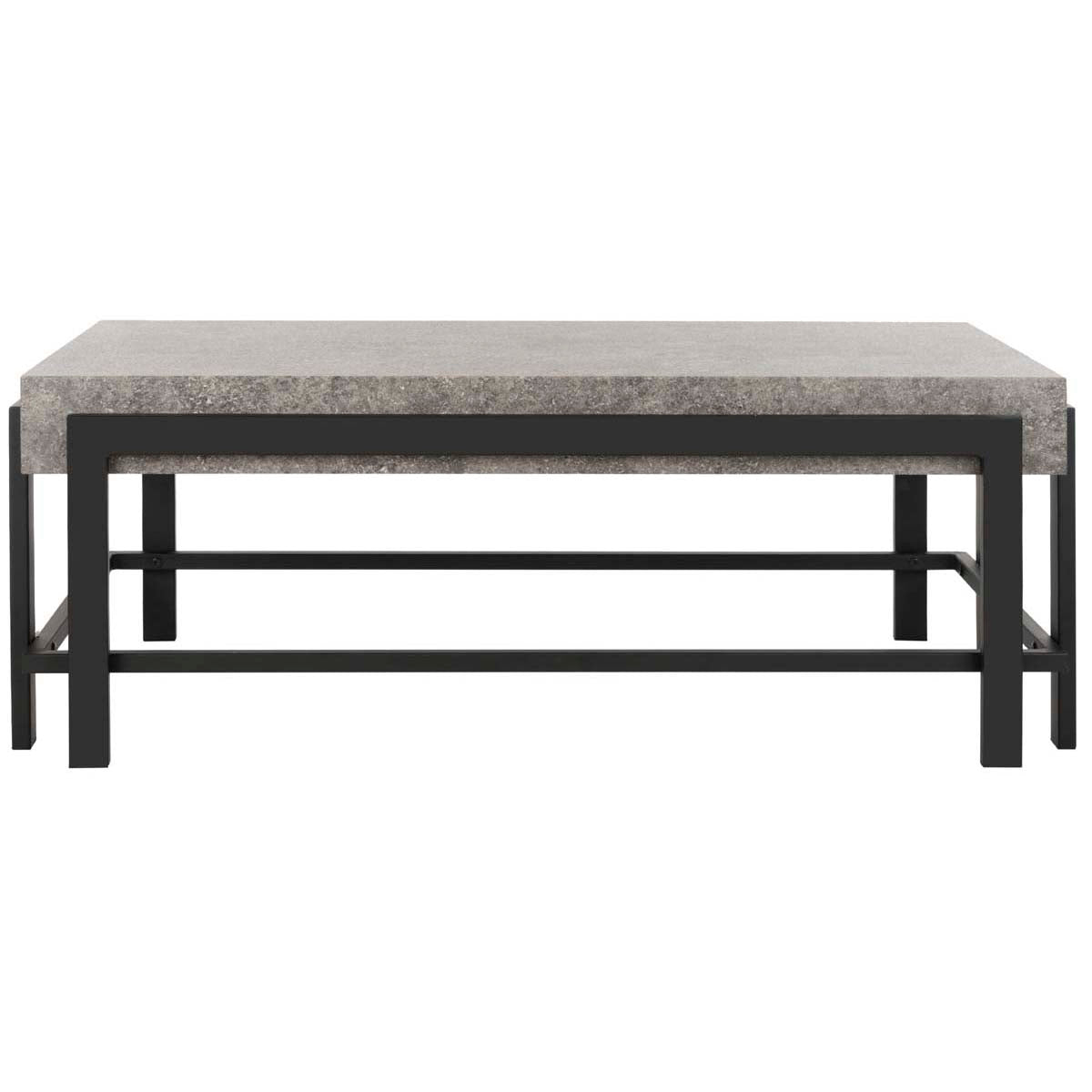 Safavieh Oliver Rectangular Contemporary Coffee Table , COF7006 - Dark Grey/Black Metal Legs