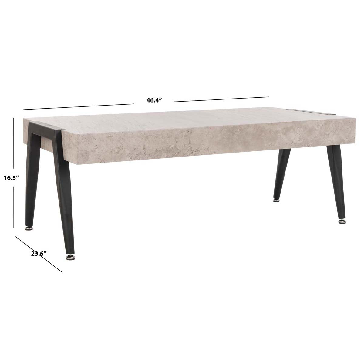 Safavieh Cameron Rectangular Midcentury Modern Coffee Table , COF7008 - Light Grey/Black Metal Legs