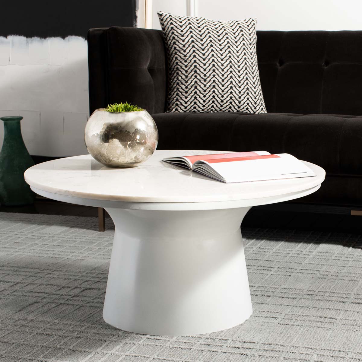 Safavieh Mila Pedestal Coffee Table , COF7200 - White Marble/White