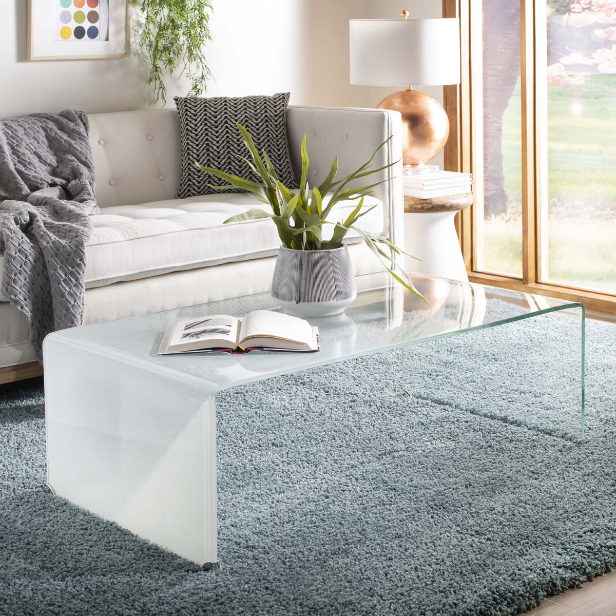 Safavieh Crysta Ombre Glass Coffee Table , COF7300 - Clear/White