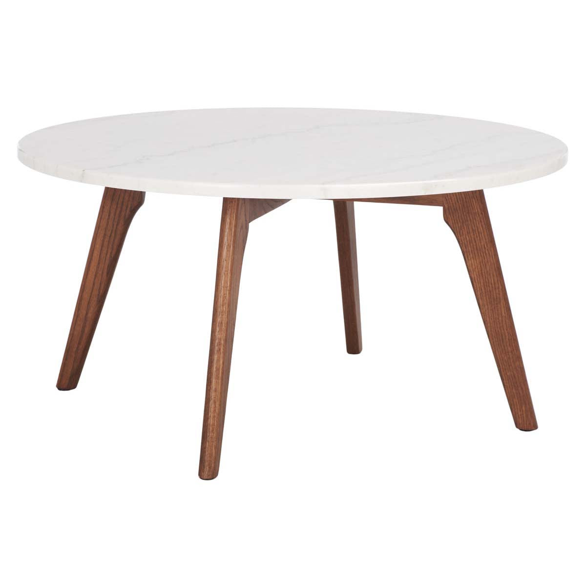 Safavieh Syrio Round Marble Coffee Table , COF8100 - Marble / Walnut