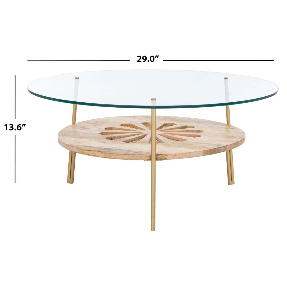 Safavieh Flora Round Coffee Table , COF9005 - Natural/Brass