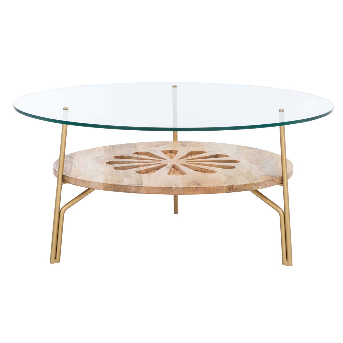 Safavieh Flora Round Coffee Table , COF9005 - Natural/Brass