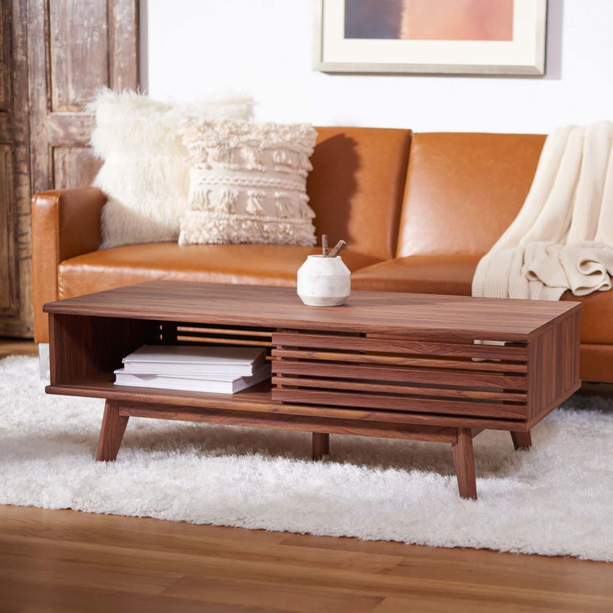 Safavieh Rori 1 Shelf Coffee Table , COF9600 - Walnut