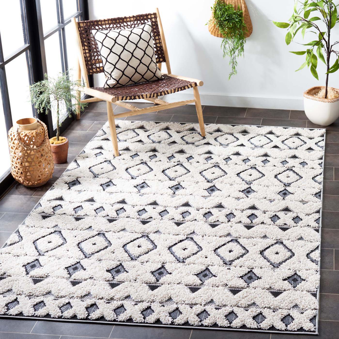 Safavieh Cottage 210 Rug, COT210 - Ivory / Dark Grey