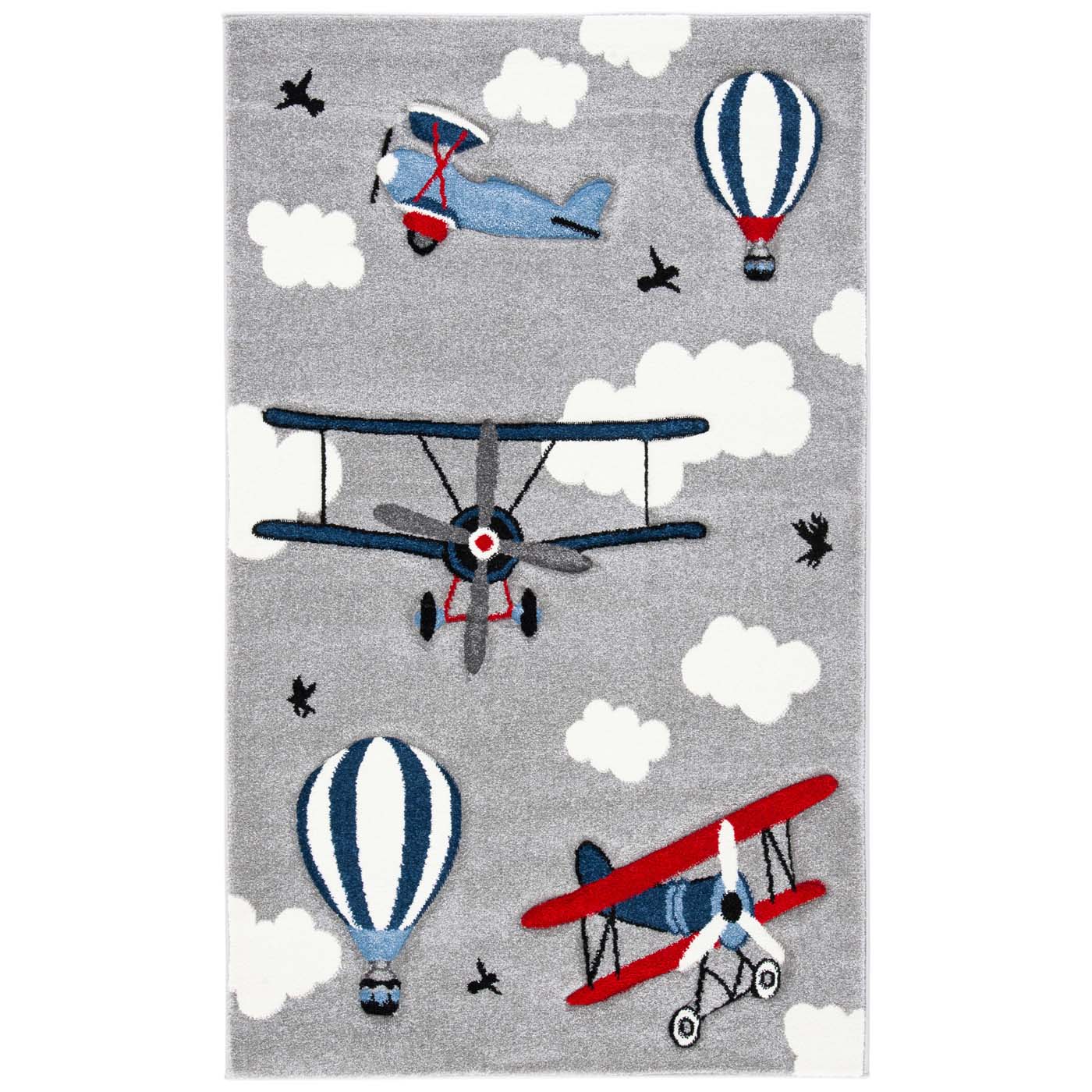 Safavieh Carousel Kids 137 Rug, CRK137 - Light Grey / Red