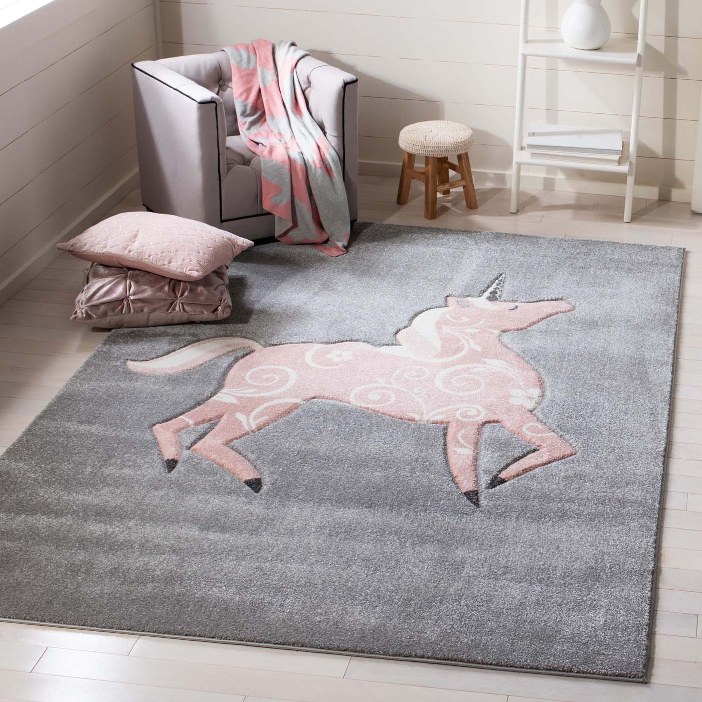 Safavieh Carousel Kids 163 Rug, CRK163 - Grey / Pink