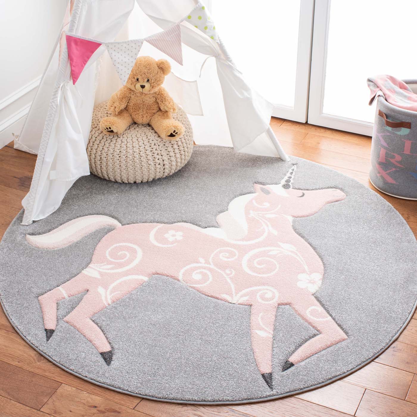 Safavieh Carousel Kids 163 Rug, CRK163 - Grey / Pink