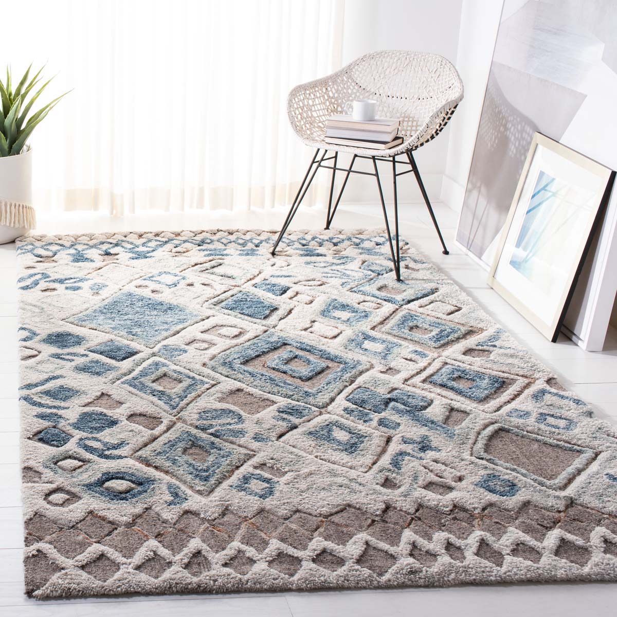 Safavieh Casablanca Shag 618 Rug, CSB618 - Beige / Navy