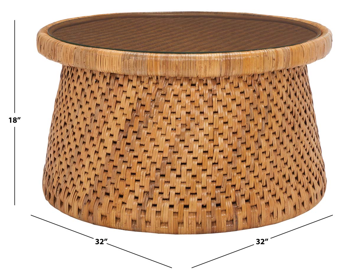 Safavieh Lianne Rattan Round Coffee Table , CWK2002 - Natural