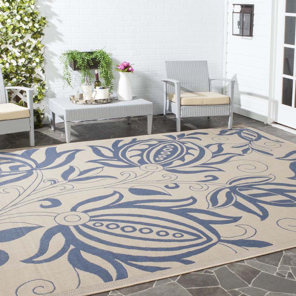 Safavieh Courtyard 2961 Blue Rug, CY2961 - Natural / Blue