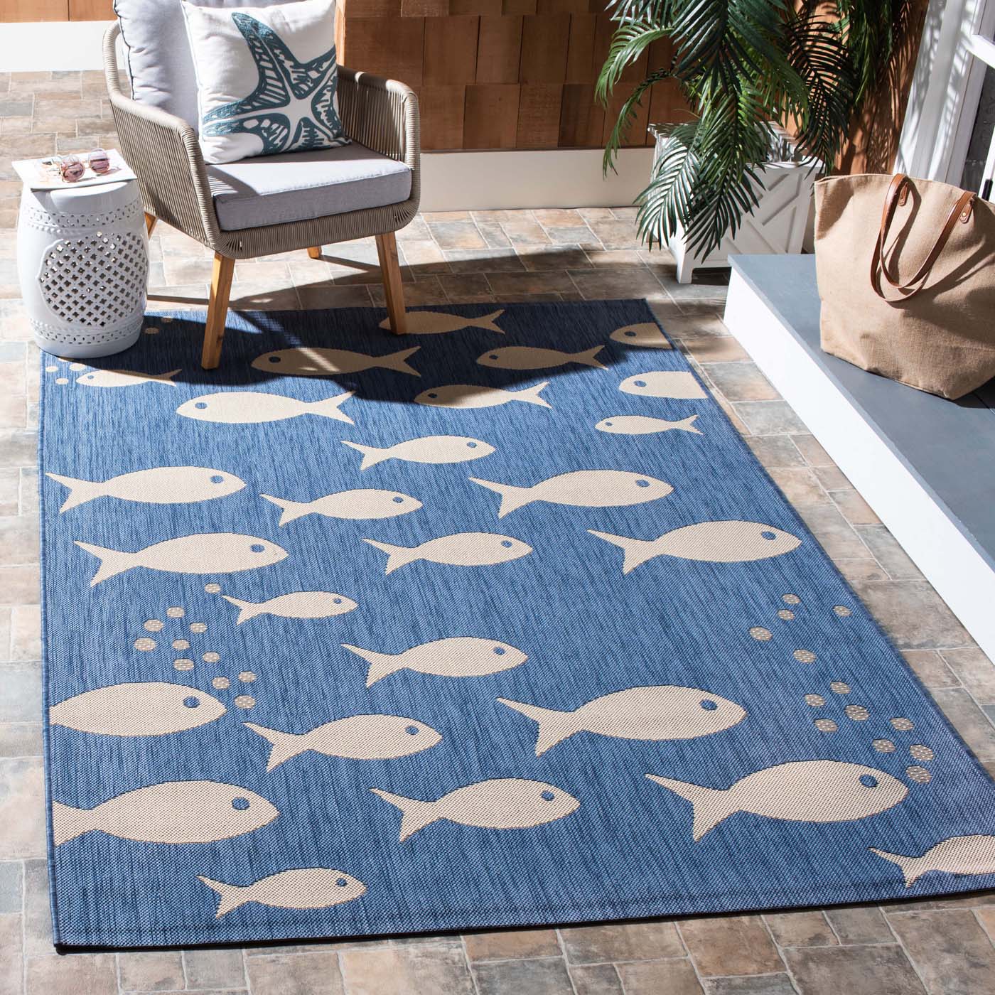 Safavieh Courtyard 6012 Beige Rug, CY6012 - Blue / Beige