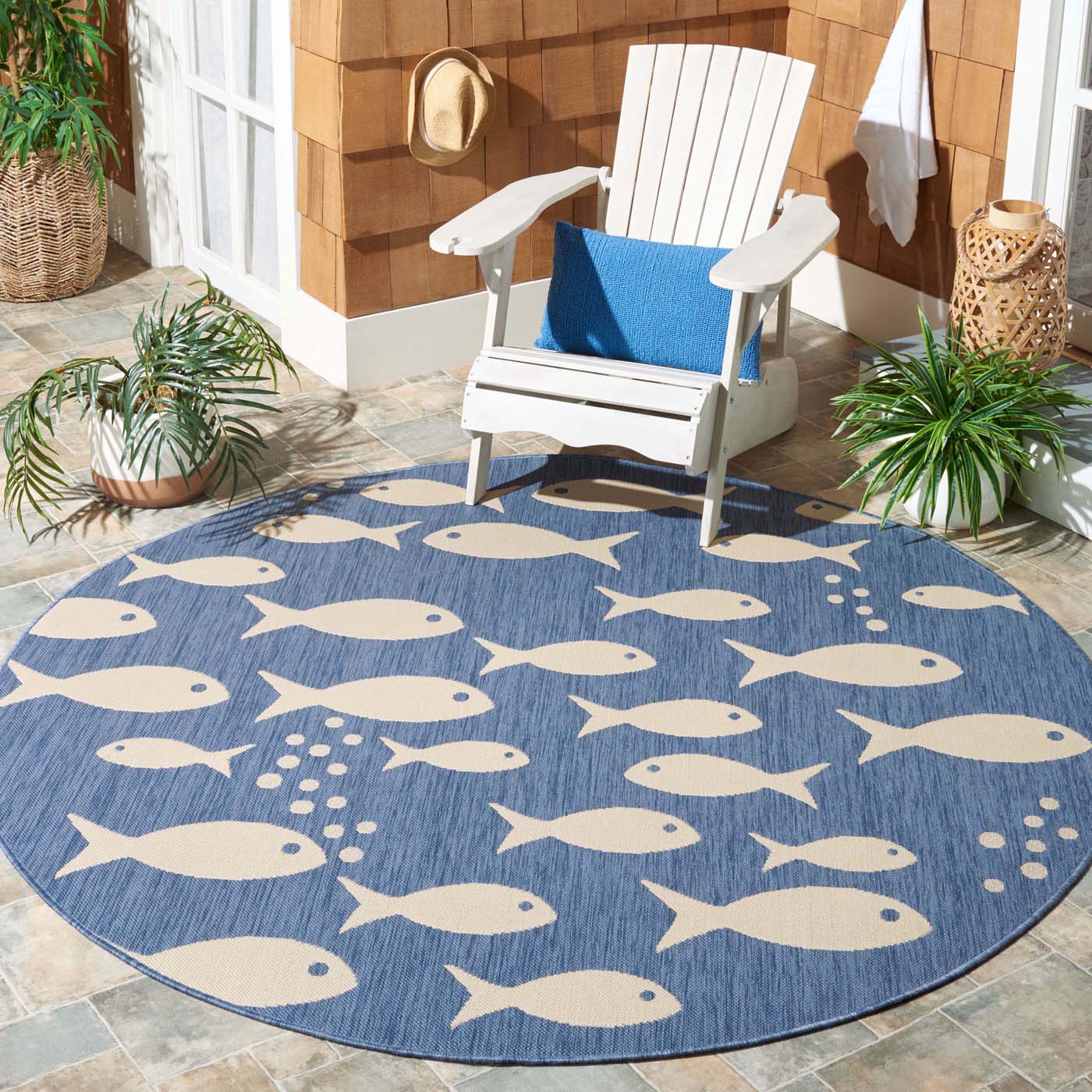 Safavieh Courtyard 6012 Beige Rug, CY6012 - Blue / Beige
