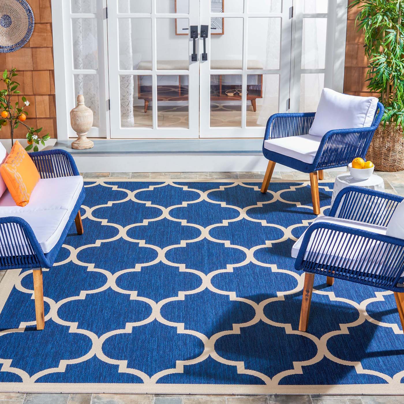 Safavieh Courtyard 914 Rug, CY6914 - Navy / Beige