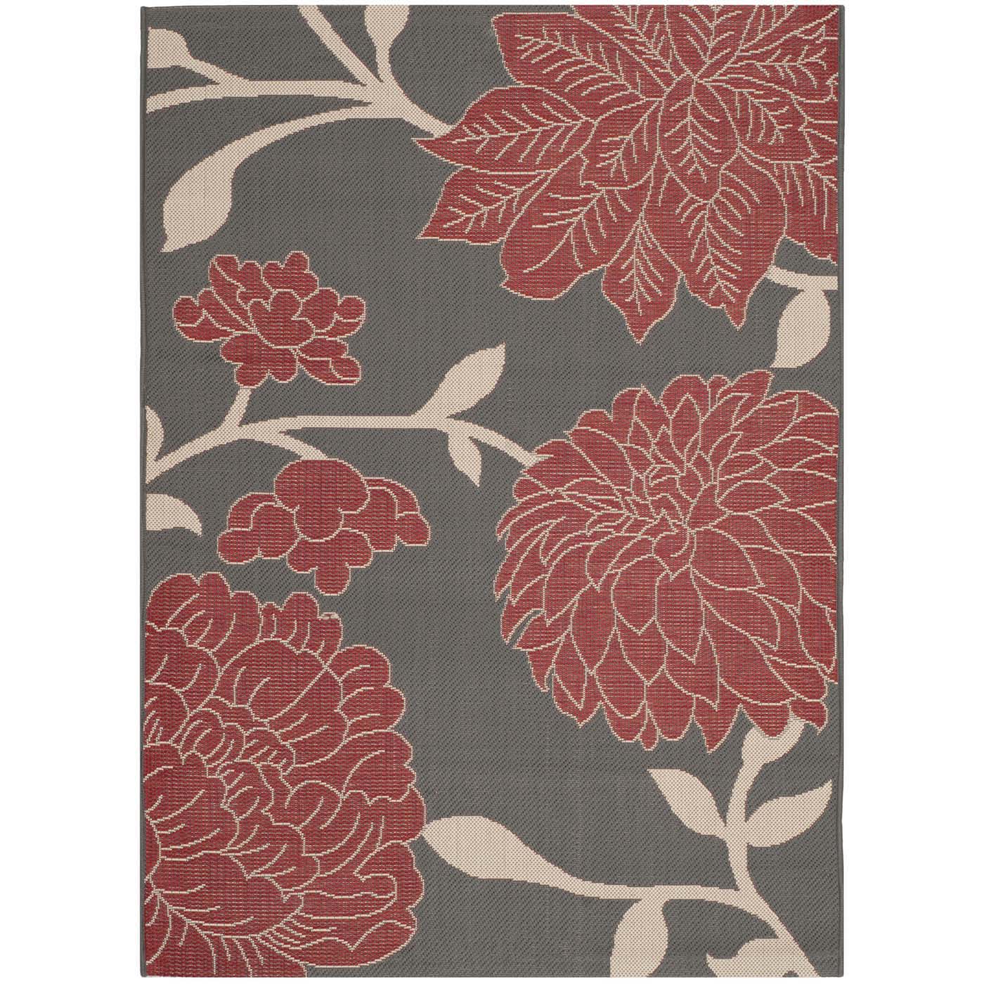 Safavieh Courtyard 321 Rug, CY7321 - ANTHRACITE / RED
