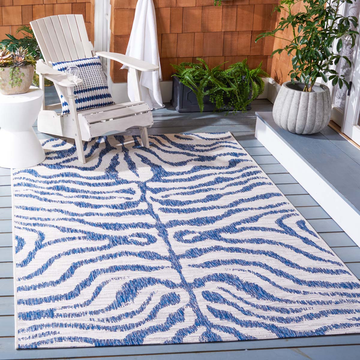 Safavieh Courtyard 444 Rug, CY8444 - IVORY / NAVY