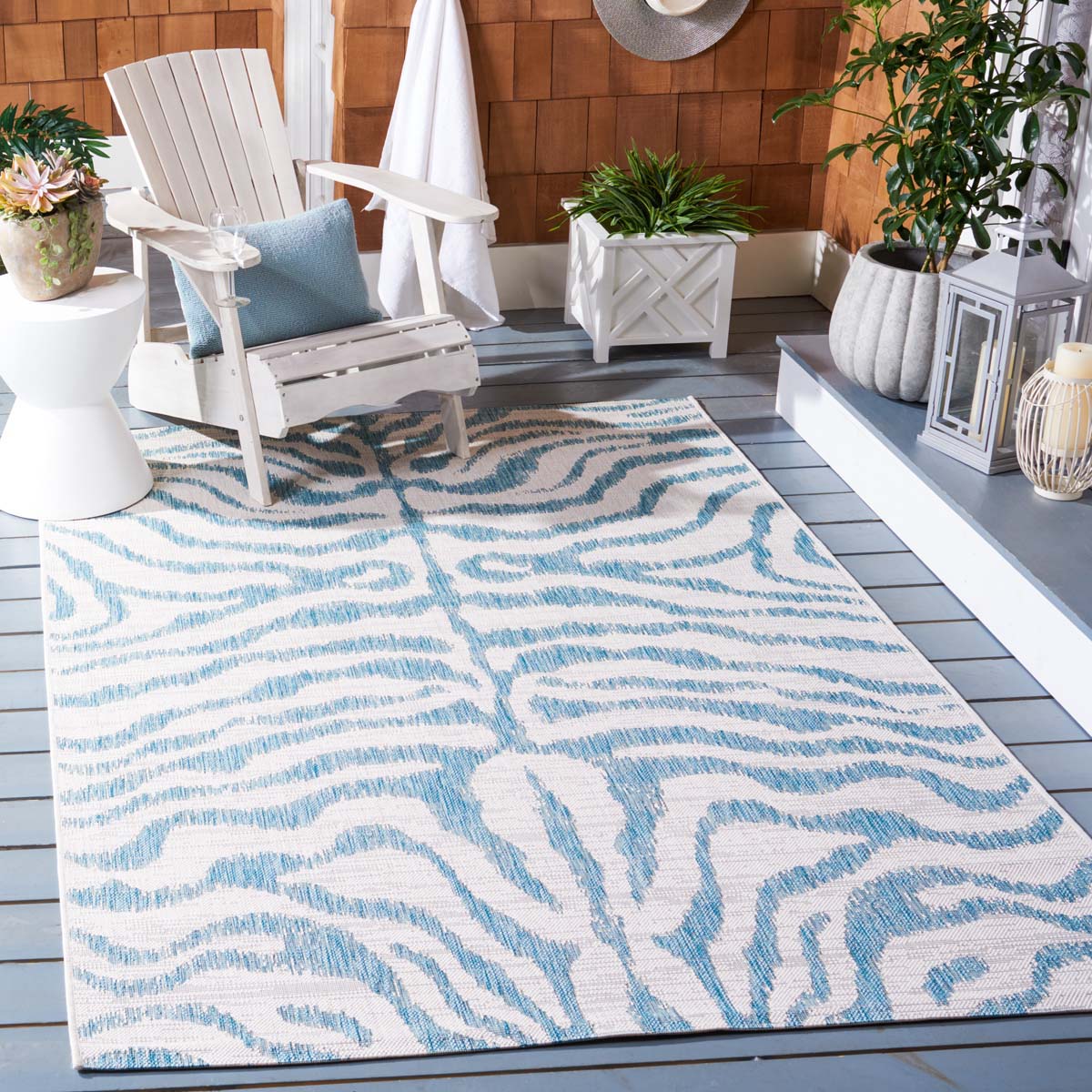 Safavieh Courtyard 444 Rug, CY8444 - IVORY / AQUA