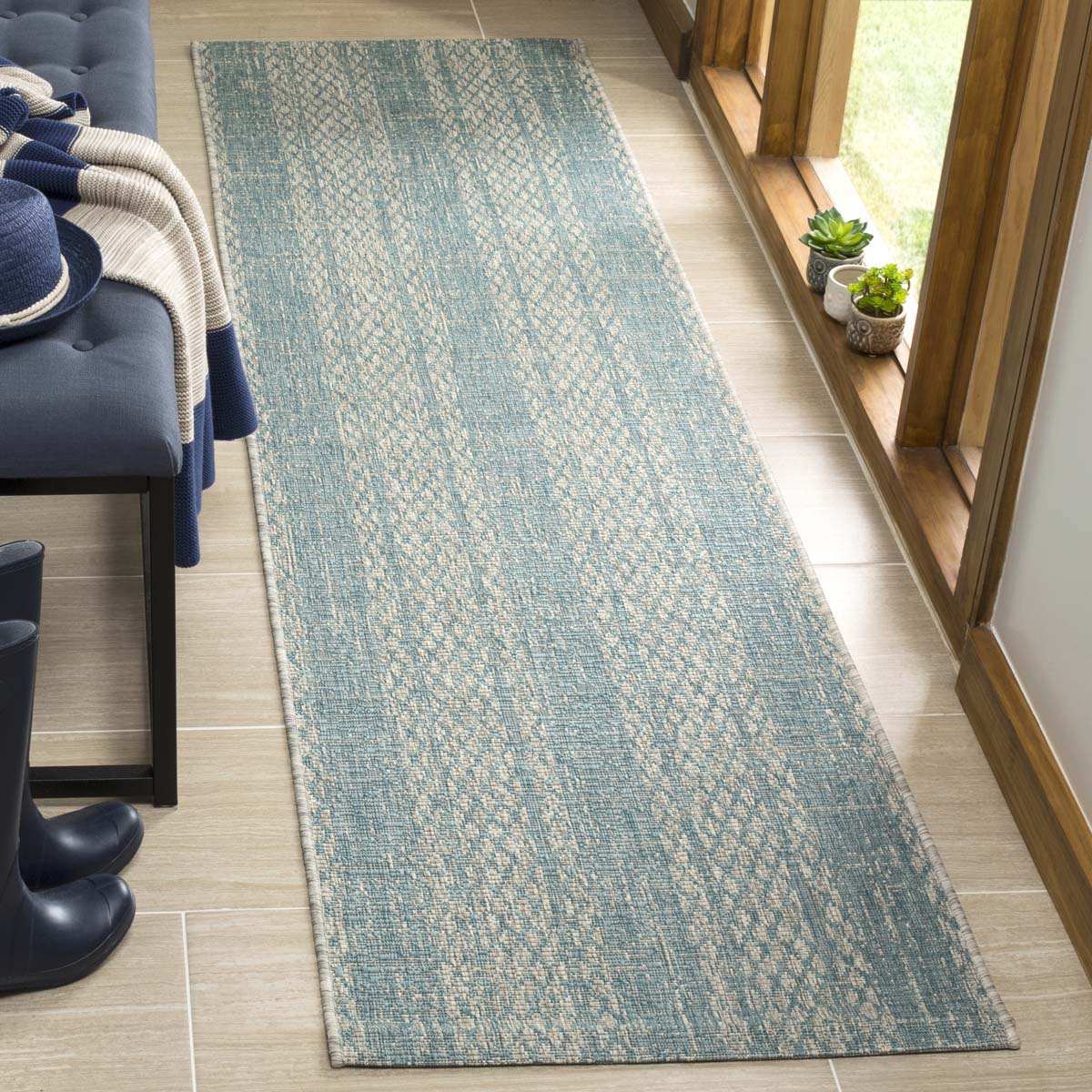 Safavieh Courtyard 965 Rug, CY8965 - LIGHT GREY / AQUA