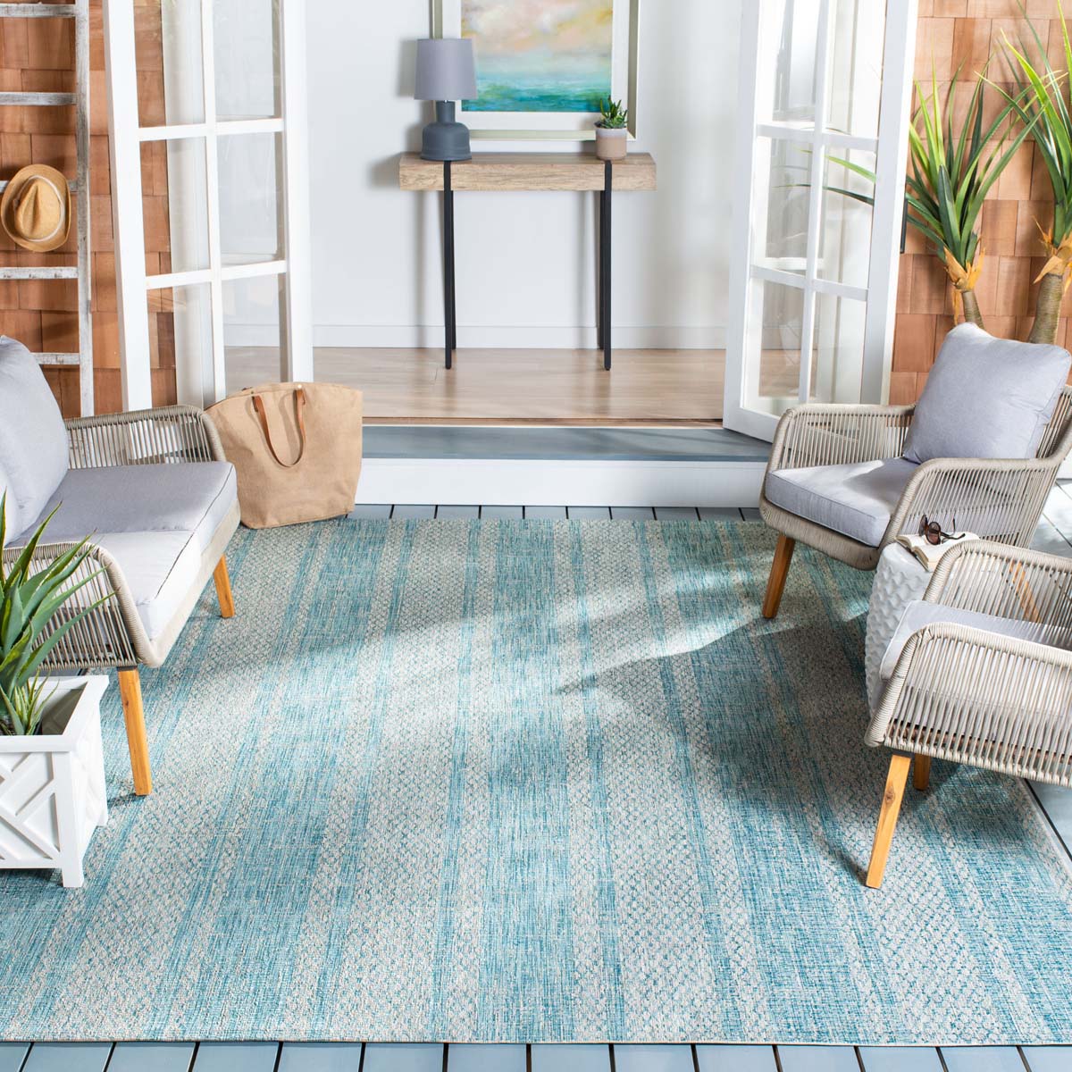 Safavieh Courtyard 965 Rug, CY8965 - LIGHT GREY / AQUA