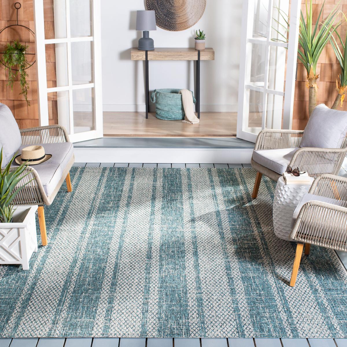 Safavieh Courtyard 736 Rug, CY8736 - LIGHT GREY / TEAL