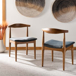 Safavieh Lionel Retro Dining Chair, DCH1003 - Walnut/Dark Grey Cushion (Set of 2)