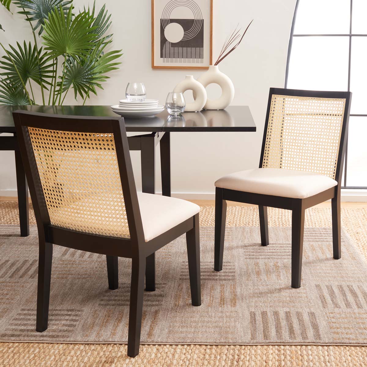 Safavieh Levy Dining Chair , DCH1011 - Black / Beige / Natural