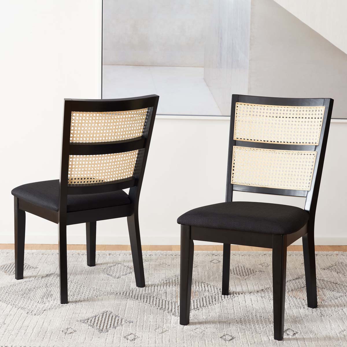 Safavieh Toril Dining Chair (Set of 2) , DCH1013 - Black / Black / Natural
