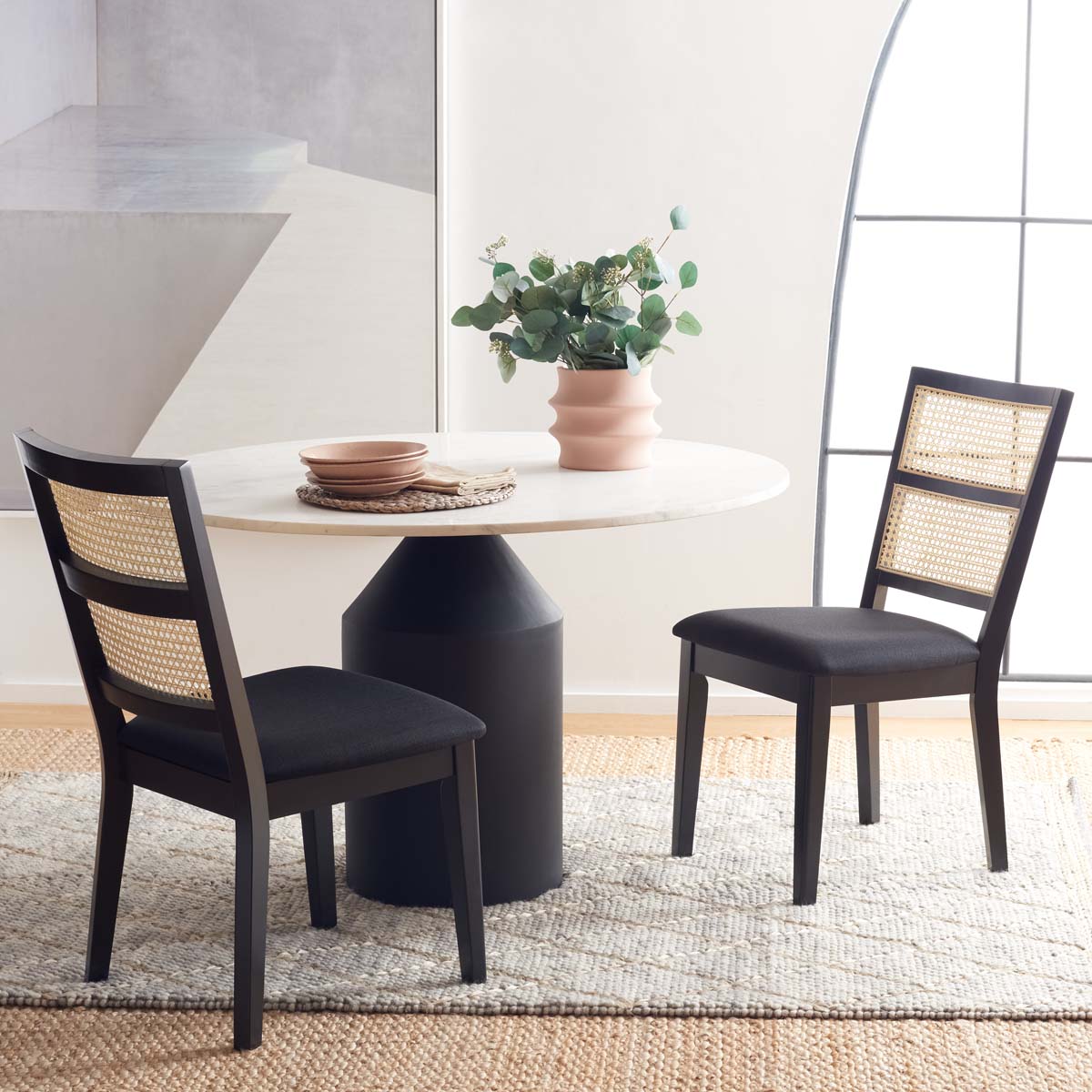 Safavieh Toril Dining Chair (Set of 2) , DCH1013 - Black / Black / Natural