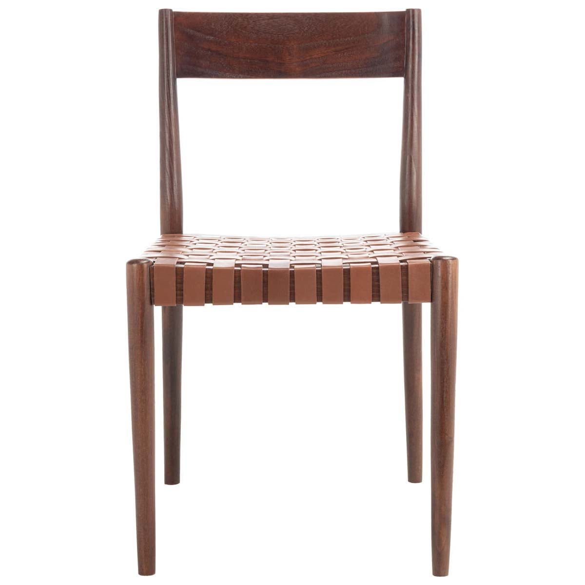 Safavieh Eluned Leather Dining Chair , DCH1201 - Cognac / Brown (Set of 2)