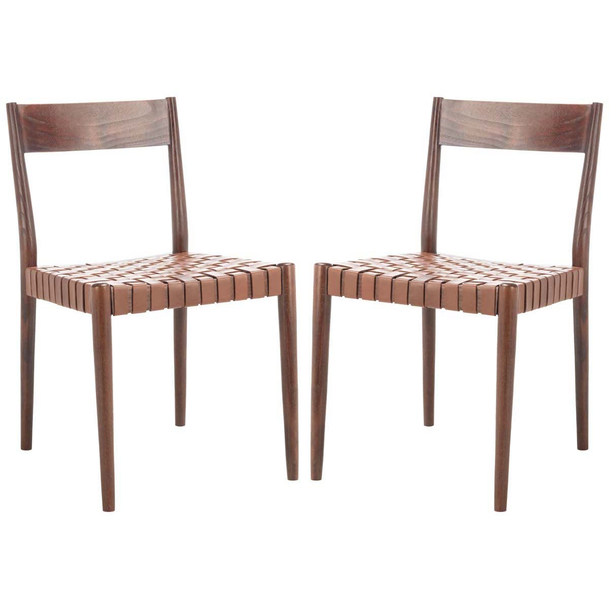 Safavieh Eluned Leather Dining Chair , DCH1201 - Cognac / Brown (Set of 2)
