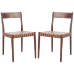 Safavieh Eluned Leather Dining Chair , DCH1201 - Cognac / Brown (Set of 2)