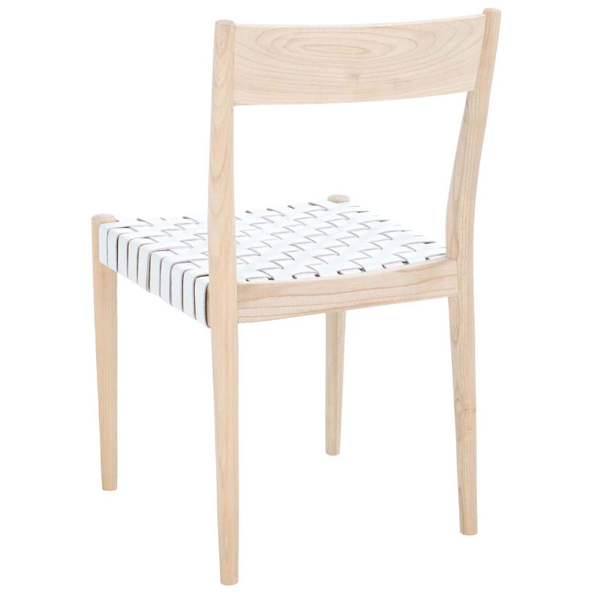 Safavieh Eluned Leather Dining Chair , DCH1201 - White / Natural (Set of 2)