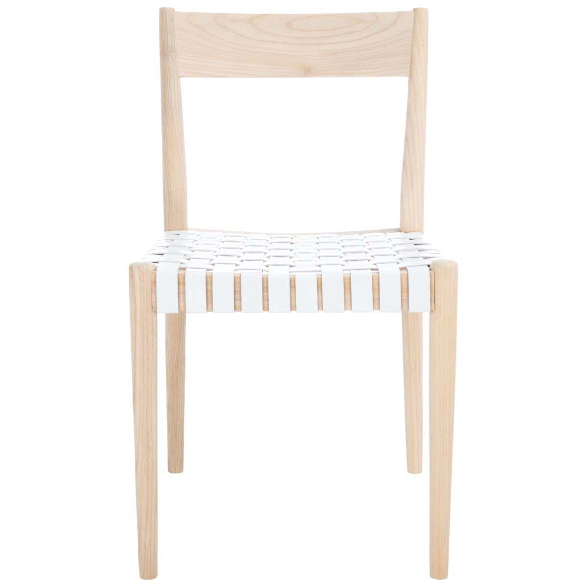Safavieh Eluned Leather Dining Chair , DCH1201 - White / Natural (Set of 2)