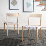 Safavieh Eluned Leather Dining Chair , DCH1201 - White / Natural (Set of 2)
