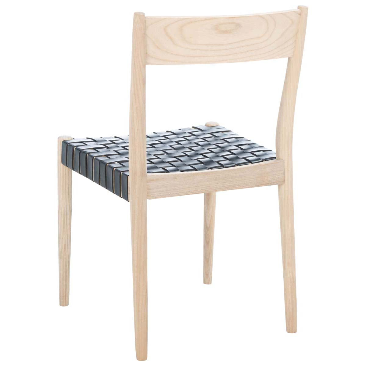 Safavieh Eluned Leather Dining Chair , DCH1201 - Black / Natural (Set of 2)