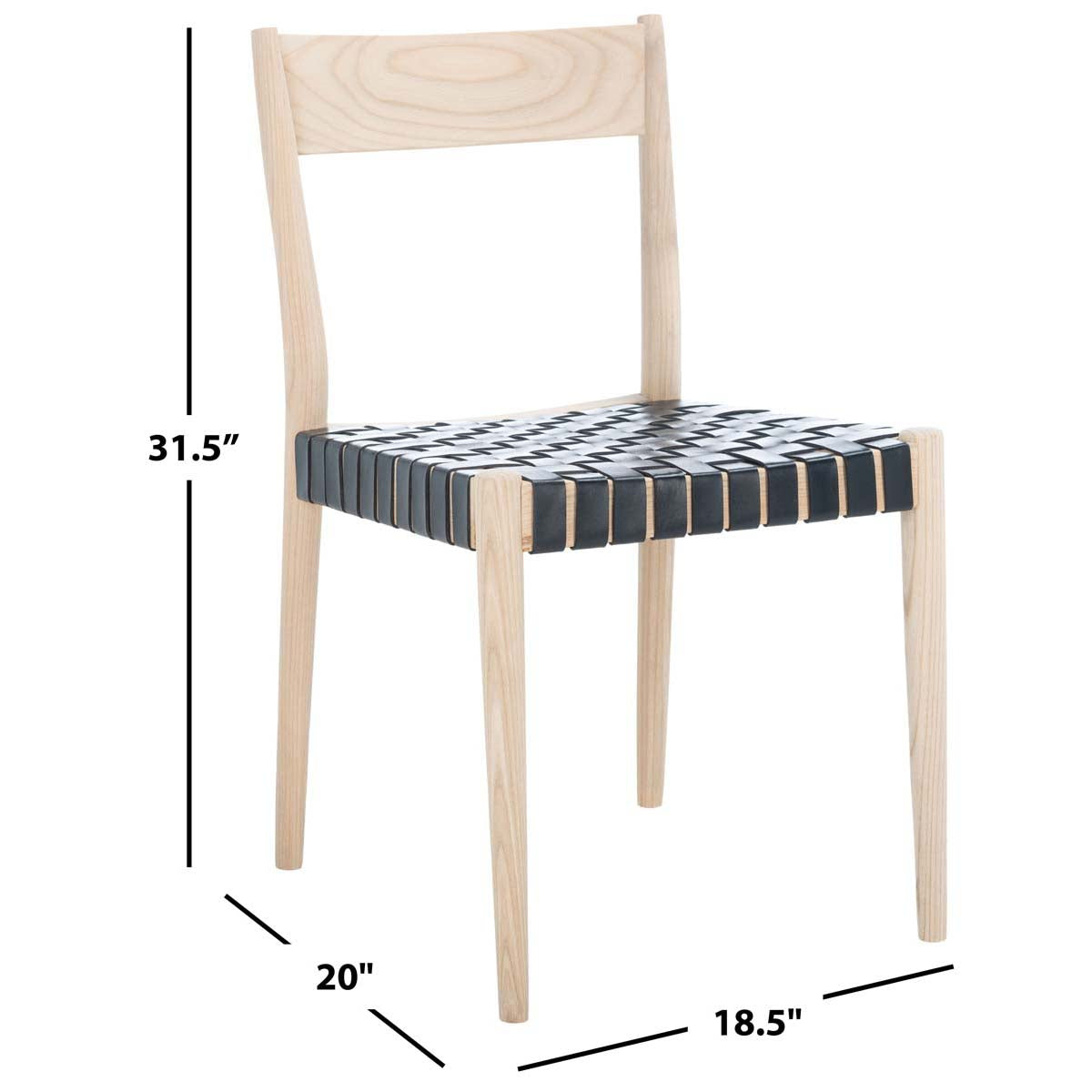 Safavieh Eluned Leather Dining Chair , DCH1201 - Black / Natural (Set of 2)