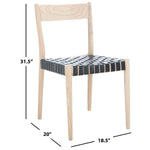 Safavieh Eluned Leather Dining Chair , DCH1201 - Black / Natural (Set of 2)