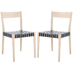 Safavieh Eluned Leather Dining Chair , DCH1201 - Black / Natural (Set of 2)
