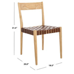 Safavieh Eluned Leather Dining Chair , DCH1201 - Cognac / Natural (Set of 2)