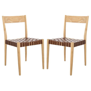 Safavieh Eluned Leather Dining Chair (Set of 2), DCH1201