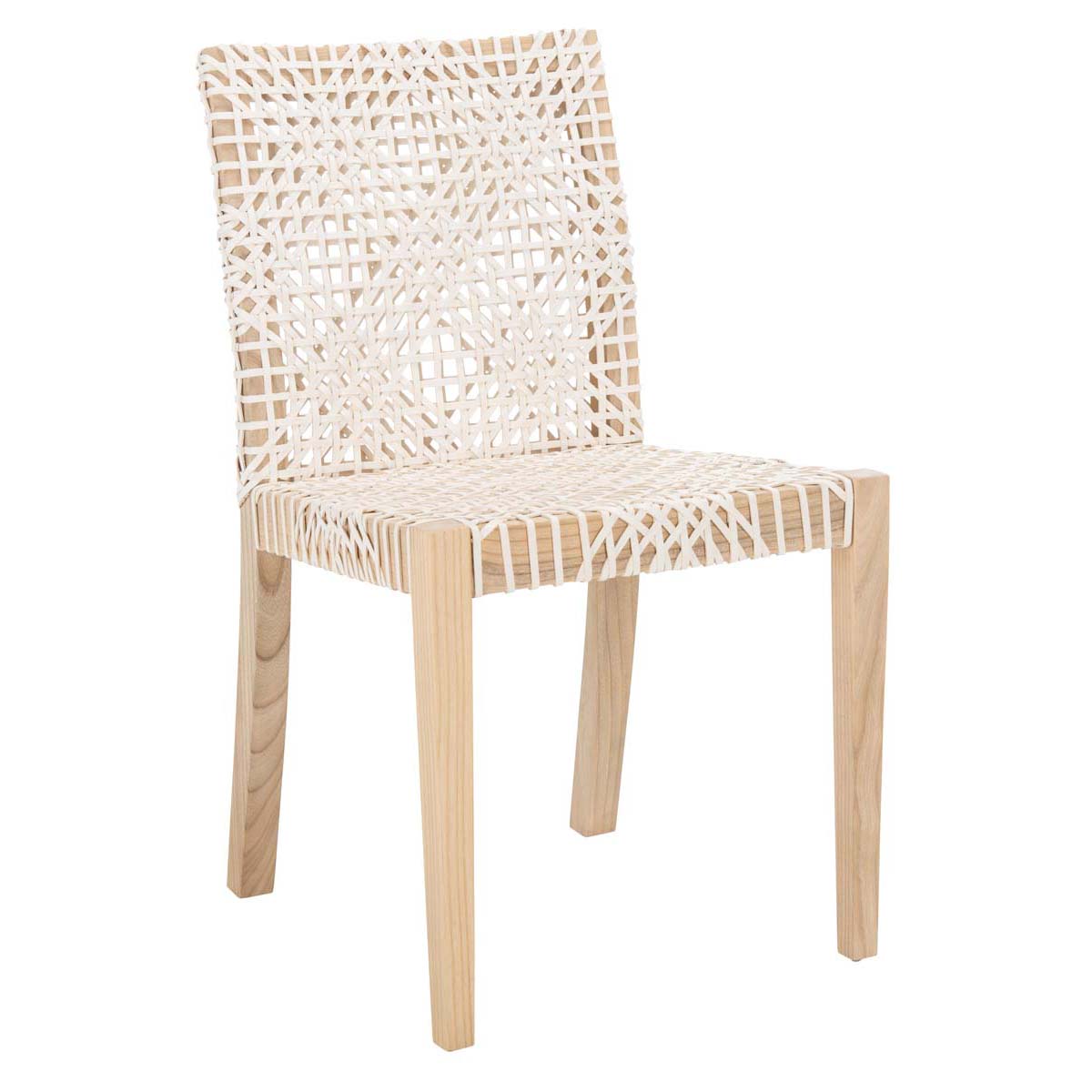 Safavieh Tyria Leather Dining Chair , DCH1203 - White / Natural (Set of 2)