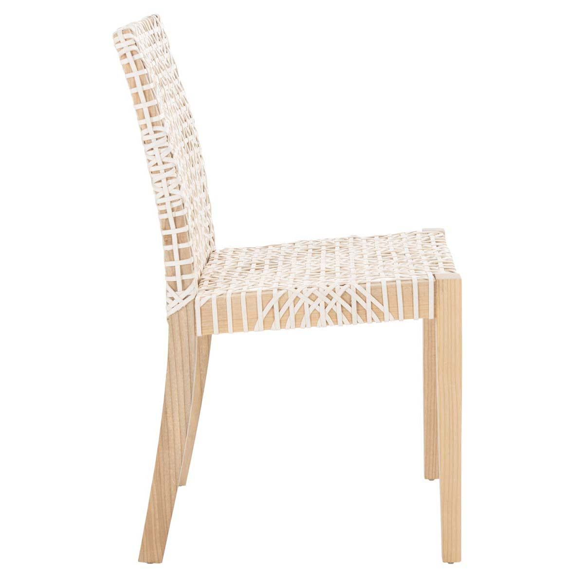 Safavieh Tyria Leather Dining Chair , DCH1203 - White / Natural (Set of 2)