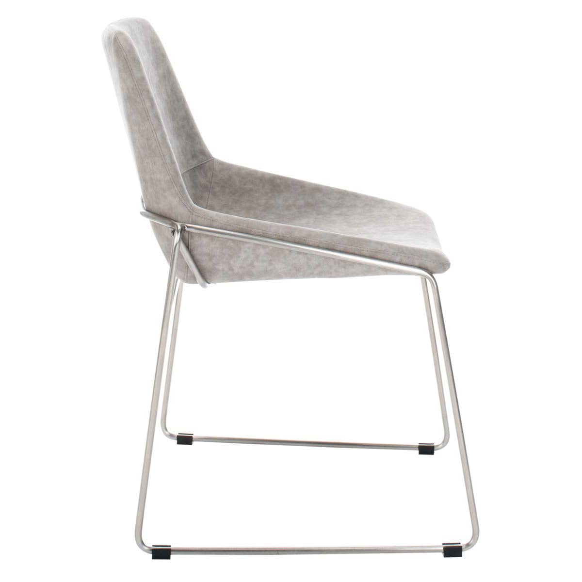 Safavieh Alexis Mid Century Dining Chair (Set of 2), DCH3000 - Stone Grey Pu/Silver