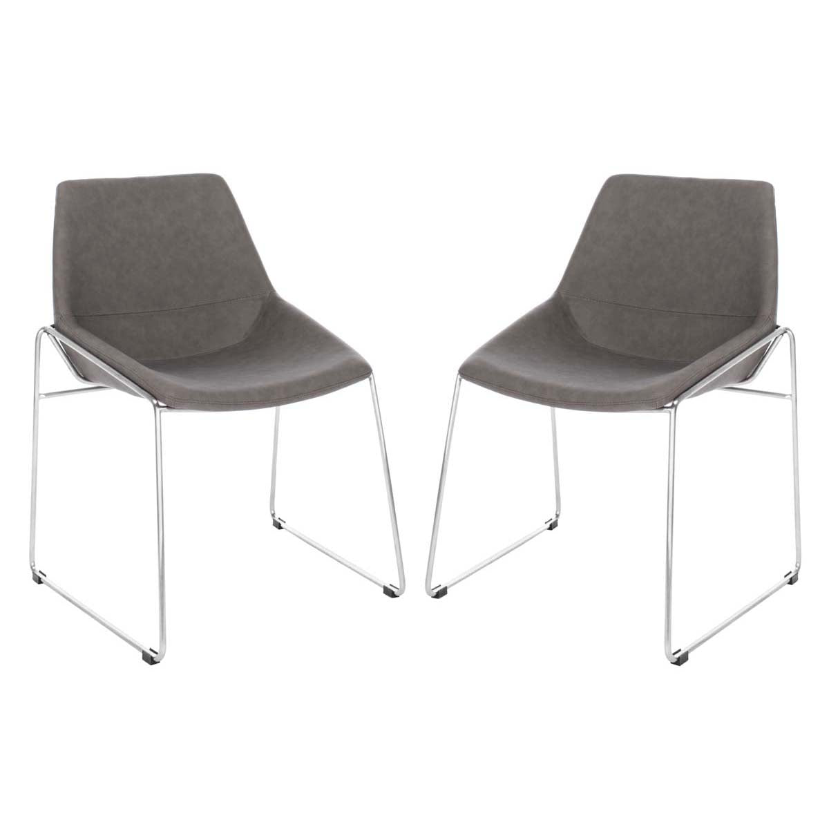 Safavieh Alexis Mid Century Dining Chair (Set of 2), DCH3000 - Ash Pu/Silver