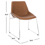 Safavieh Alexis Mid Century Dining Chair (Set of 2), DCH3000 - Cigar Brown Pu/Silver