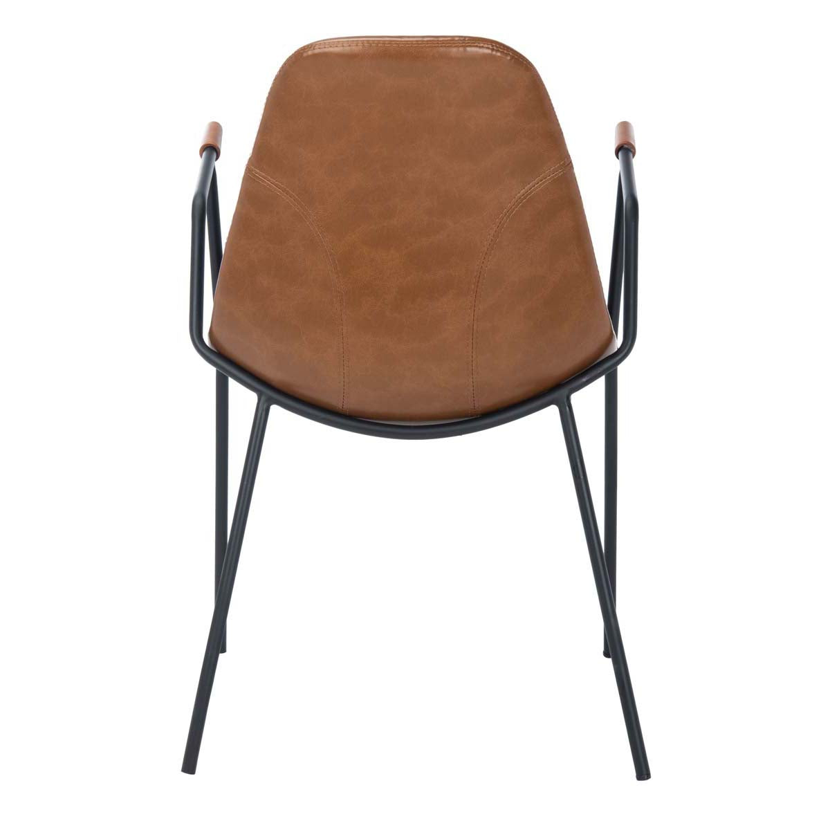 Safavieh Tanner Mid Century Dining Chair, DCH3001 - Cognac Pu/Black (Set of 2)