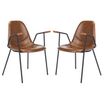 Safavieh Tanner Mid Century Dining Chair, DCH3001 - Cognac Pu/Black (Set of 2)